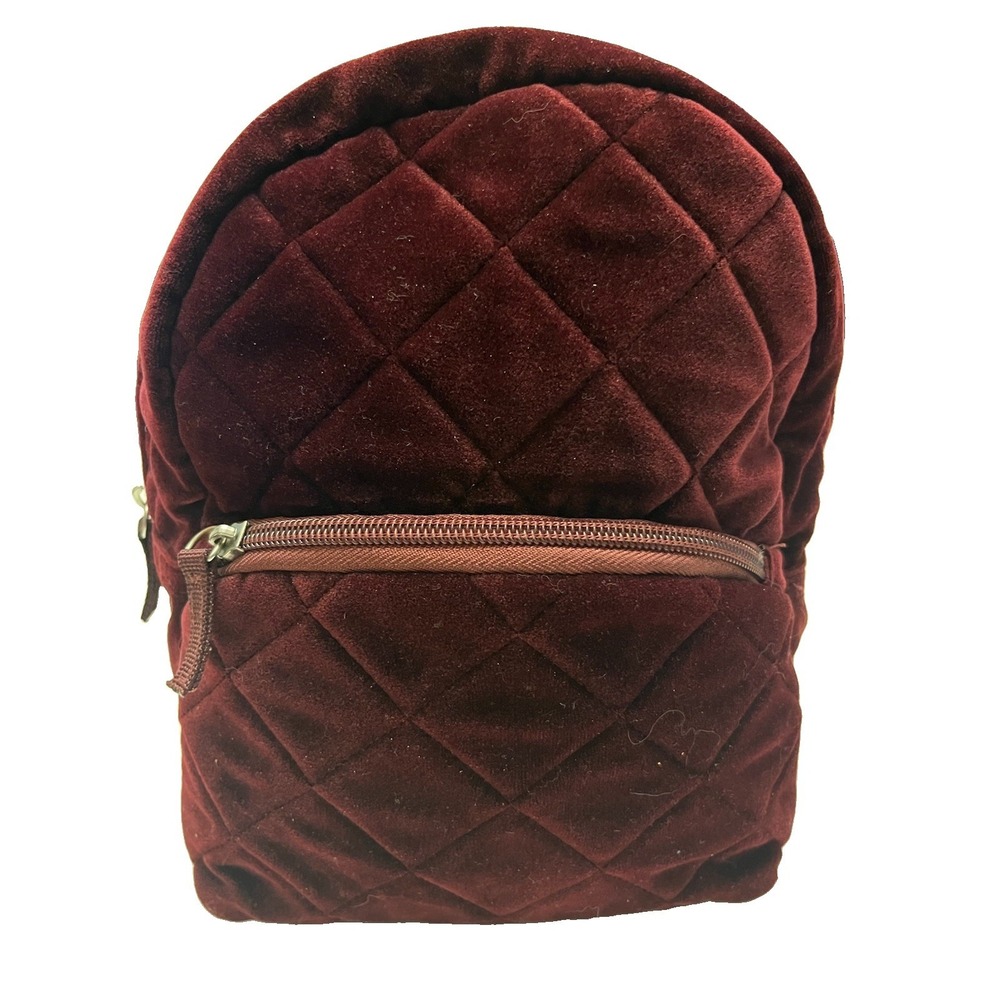 Target Brand Mini Backpack Burgundy Suede Quilted  9"x9" New WO Tags 2 Zipper